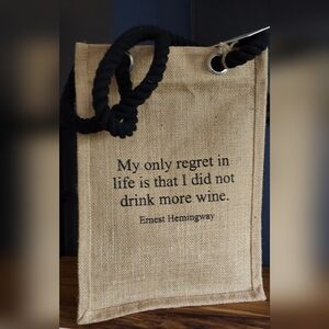 NWT...JUTE WINE TOTE with FAMOUS QUOTE